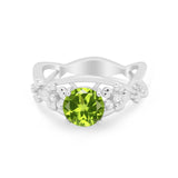 Art Deco Plumeria Flower Infinity Shank Engagement Ring Simulated Cubic Zirconia 925 Sterling Silver
