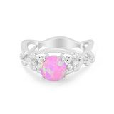 Art Deco Plumeria Flower Infinity Shank Engagement Ring Simulated Cubic Zirconia 925 Sterling Silver