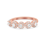 Half Eternity Band Round Cubic Zirconia 925 Sterling Silver 5-Stone Halo
