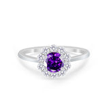 Floral Wedding Ring Petite Dainty Simulated Cubic Zirconia 925 Sterling Silver