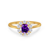 Floral Wedding Ring Petite Dainty Simulated Cubic Zirconia 925 Sterling Silver