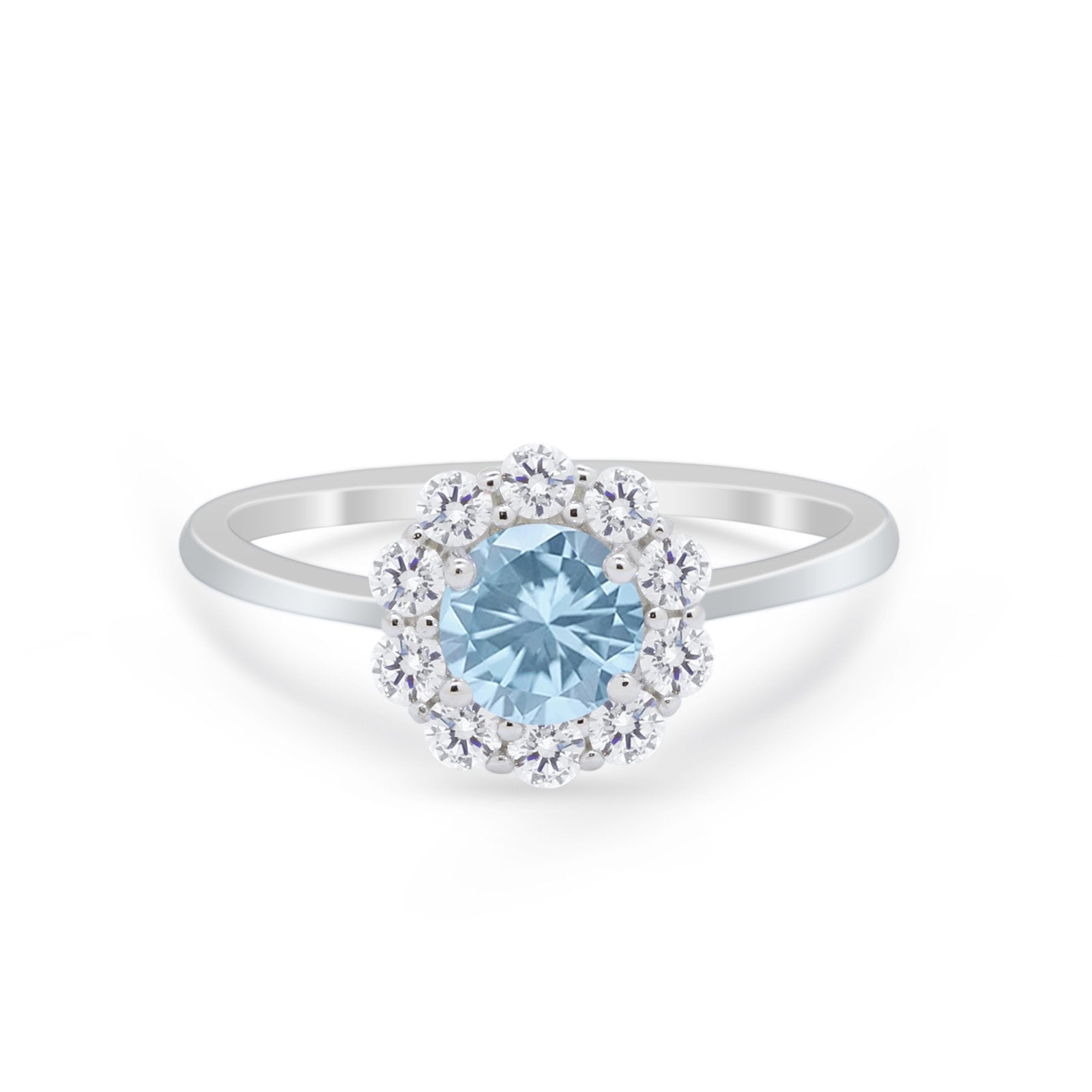 Floral Wedding Ring Petite Dainty Simulated Cubic Zirconia 925 Sterling Silver