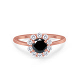 Floral Wedding Ring Petite Dainty Simulated Cubic Zirconia 925 Sterling Silver