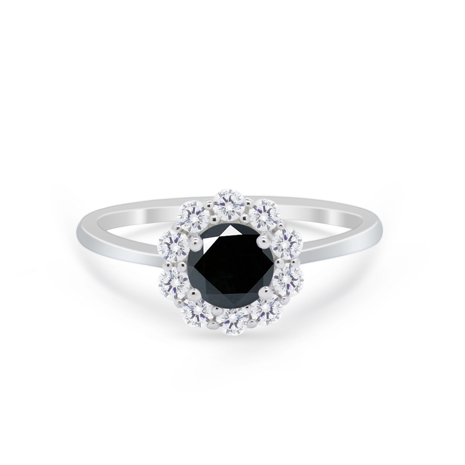 Floral Wedding Ring Petite Dainty Simulated Cubic Zirconia 925 Sterling Silver