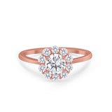 Floral Wedding Ring Petite Dainty Simulated Cubic Zirconia 925 Sterling Silver