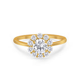 Floral Wedding Ring Petite Dainty Simulated Cubic Zirconia 925 Sterling Silver