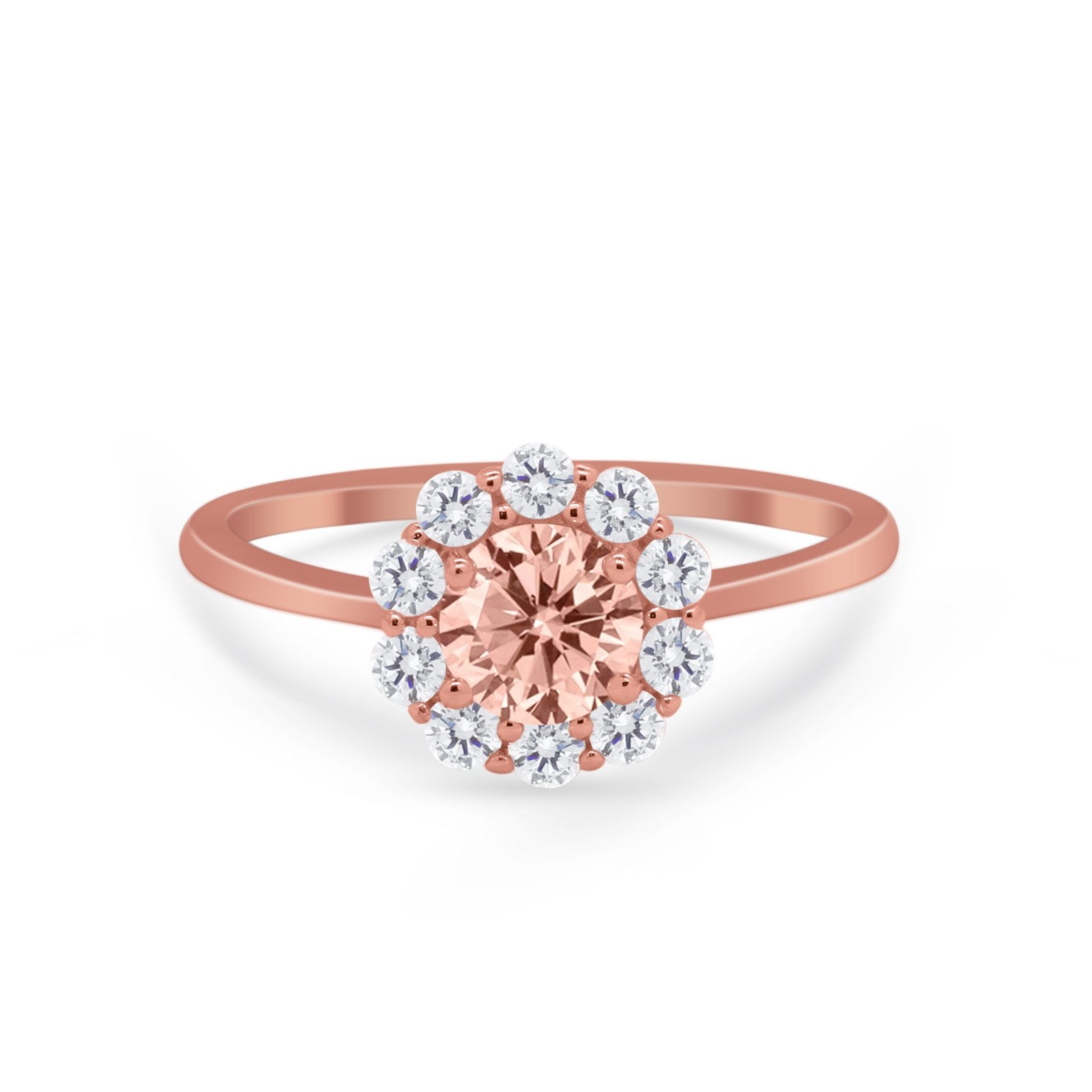 Floral Wedding Ring Petite Dainty Simulated Cubic Zirconia 925 Sterling Silver