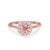 Floral Wedding Ring Petite Dainty Simulated Cubic Zirconia 925 Sterling Silver