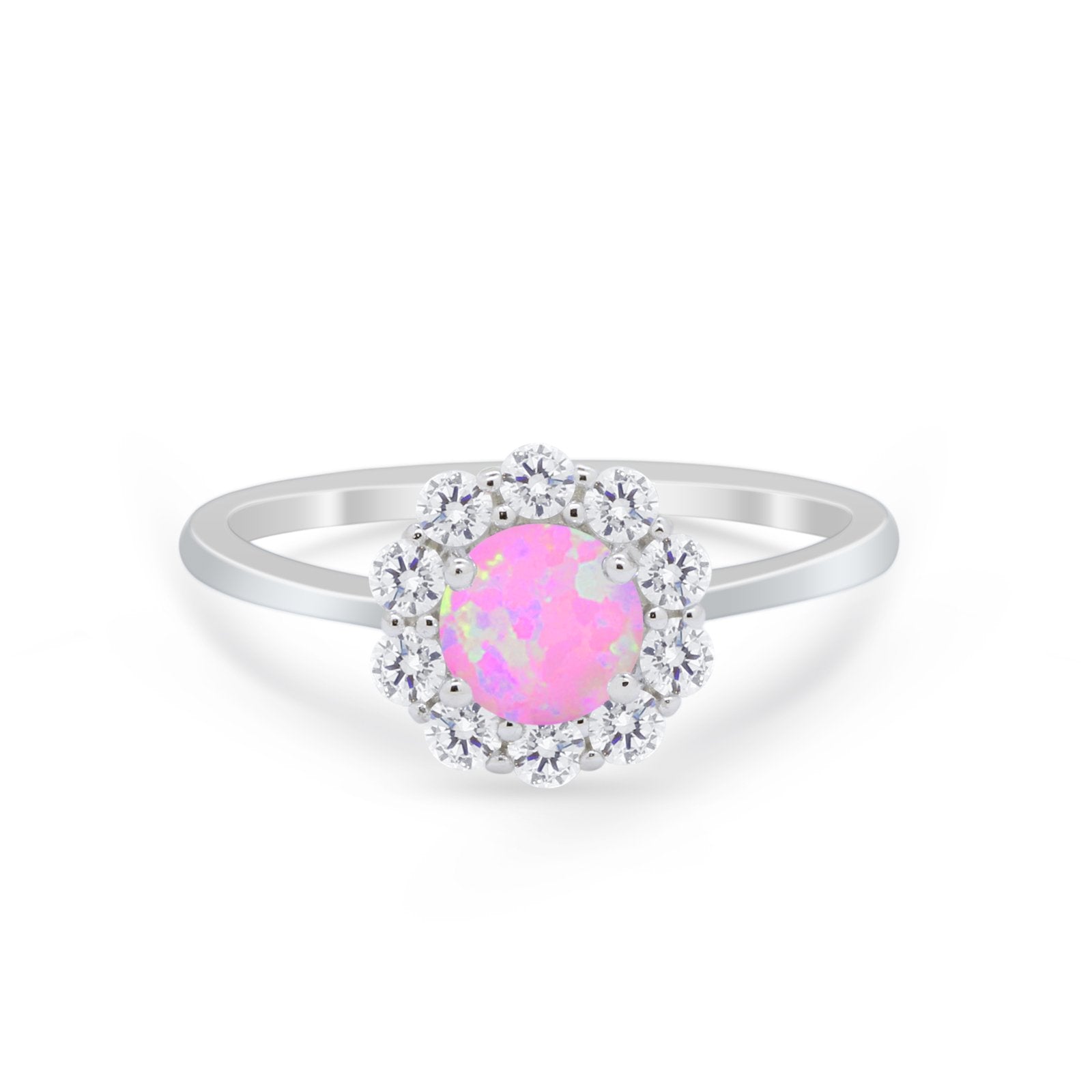 Floral Wedding Ring Petite Dainty Simulated Cubic Zirconia 925 Sterling Silver