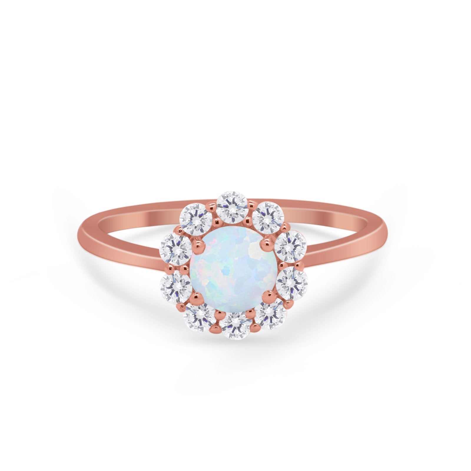 Floral Wedding Ring Petite Dainty Simulated Cubic Zirconia 925 Sterling Silver