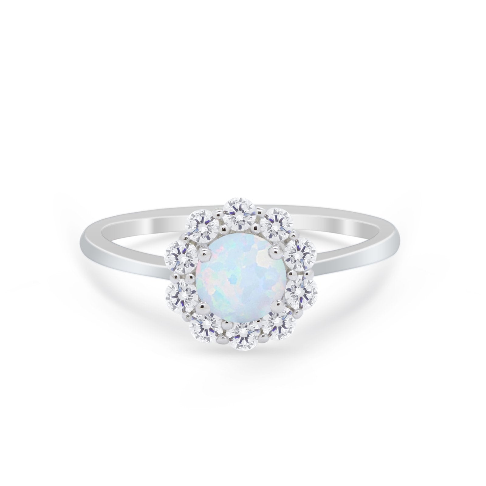 Floral Wedding Ring Petite Dainty Simulated Cubic Zirconia 925 Sterling Silver
