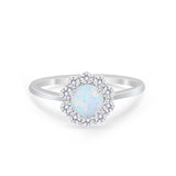 Floral Wedding Ring Petite Dainty Simulated Cubic Zirconia 925 Sterling Silver