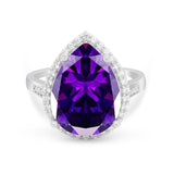 Teardrop Cocktail Engagement Ring Pear Simulated Cubic Zirconia 925 Sterling Silver