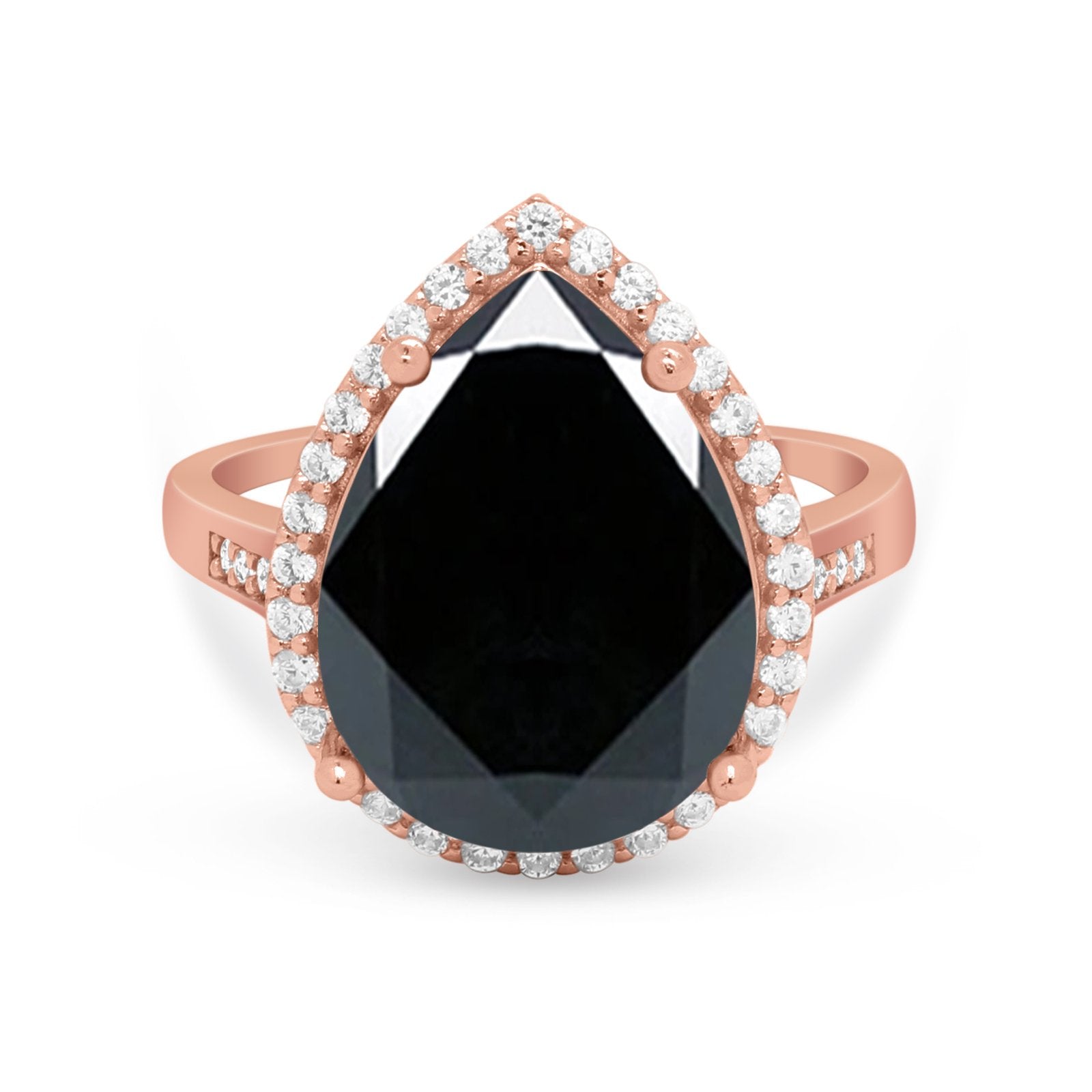 Teardrop Cocktail Engagement Ring Pear Simulated Cubic Zirconia 925 Sterling Silver