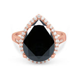 Teardrop Cocktail Engagement Ring Pear Simulated Cubic Zirconia 925 Sterling Silver