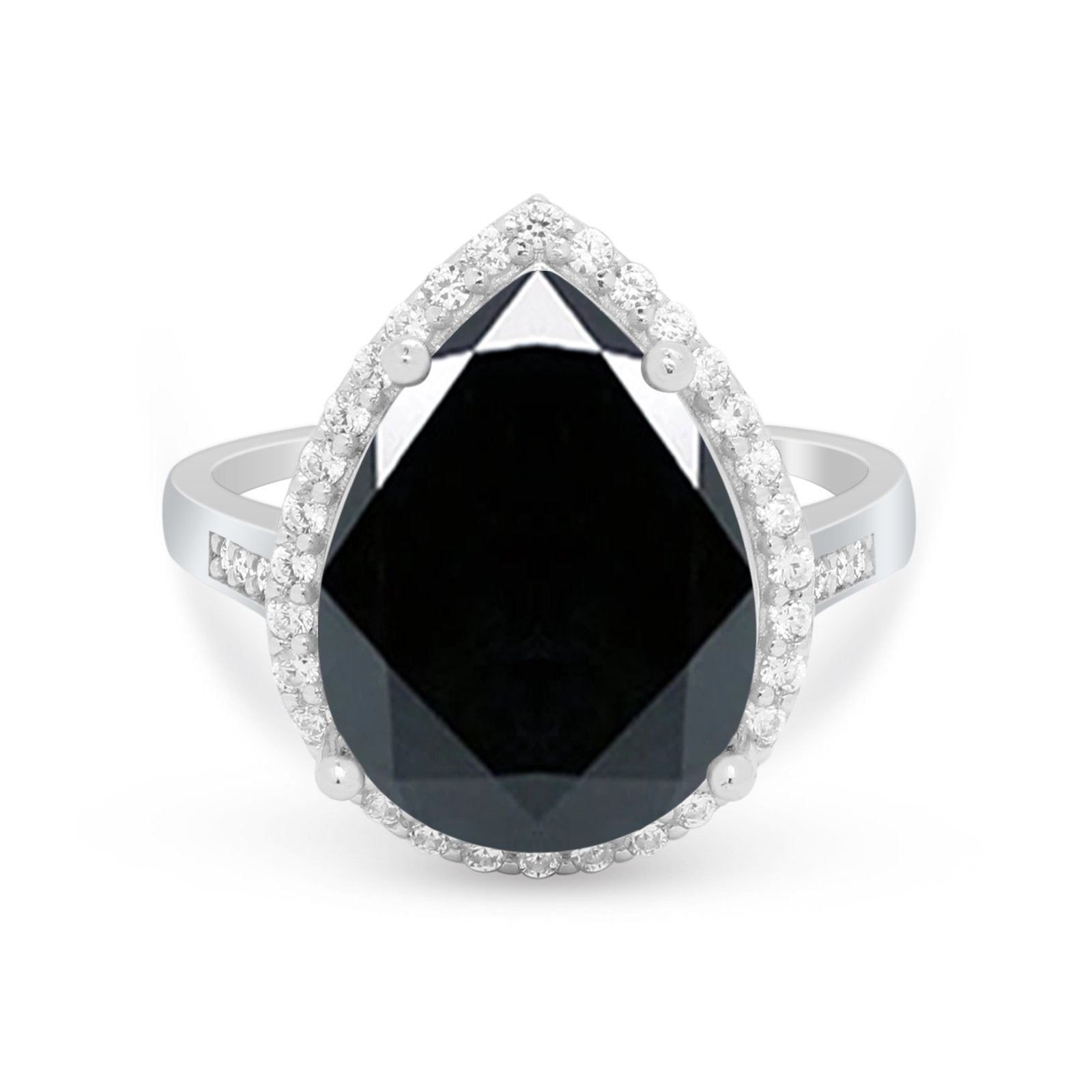 Teardrop Cocktail Engagement Ring Pear Simulated Cubic Zirconia 925 Sterling Silver