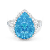 Teardrop Cocktail Engagement Ring Pear Simulated Cubic Zirconia 925 Sterling Silver