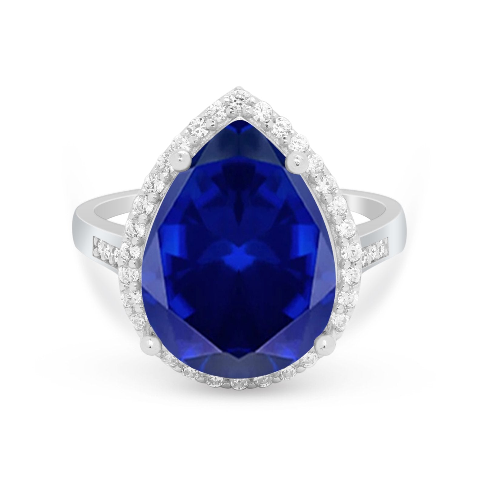 Teardrop Cocktail Engagement Ring Pear Simulated Cubic Zirconia 925 Sterling Silver