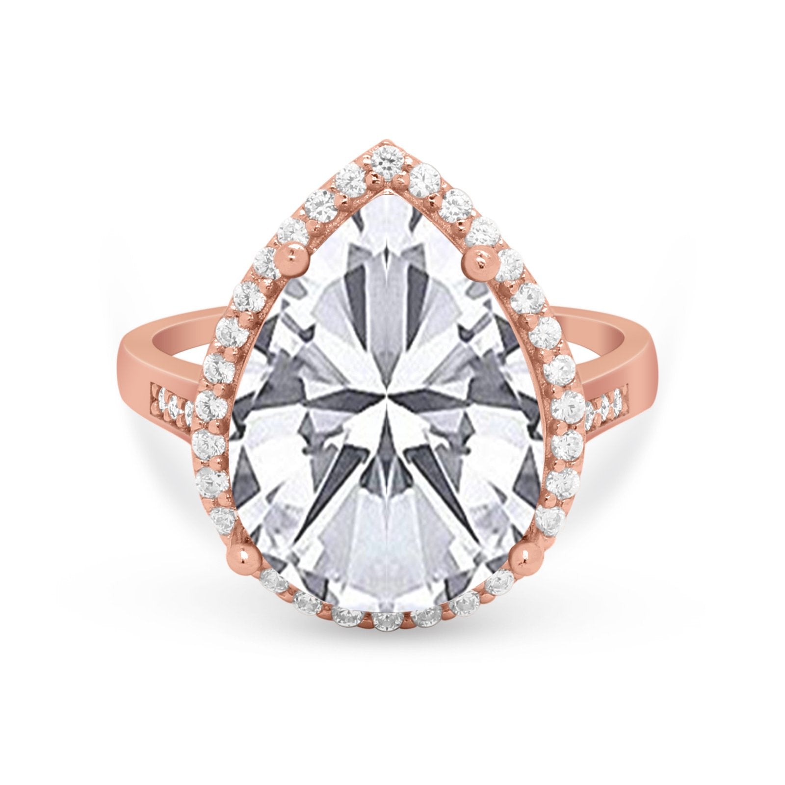 Teardrop Cocktail Engagement Ring Pear Simulated Cubic Zirconia 925 Sterling Silver