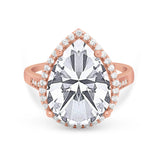 Teardrop Cocktail Engagement Ring Pear Simulated Cubic Zirconia 925 Sterling Silver