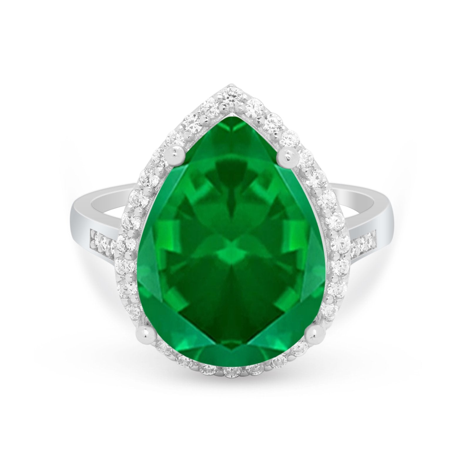 Teardrop Cocktail Engagement Ring Pear Simulated Cubic Zirconia 925 Sterling Silver
