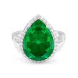 Teardrop Cocktail Engagement Ring Pear Simulated Cubic Zirconia 925 Sterling Silver