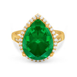 Teardrop Cocktail Engagement Ring Pear Simulated Cubic Zirconia 925 Sterling Silver