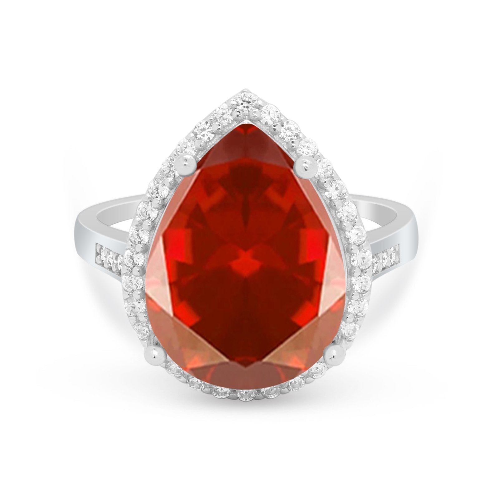 Teardrop Cocktail Engagement Ring Pear Simulated Cubic Zirconia 925 Sterling Silver