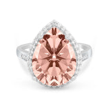 Teardrop Cocktail Engagement Ring Pear Simulated Cubic Zirconia 925 Sterling Silver