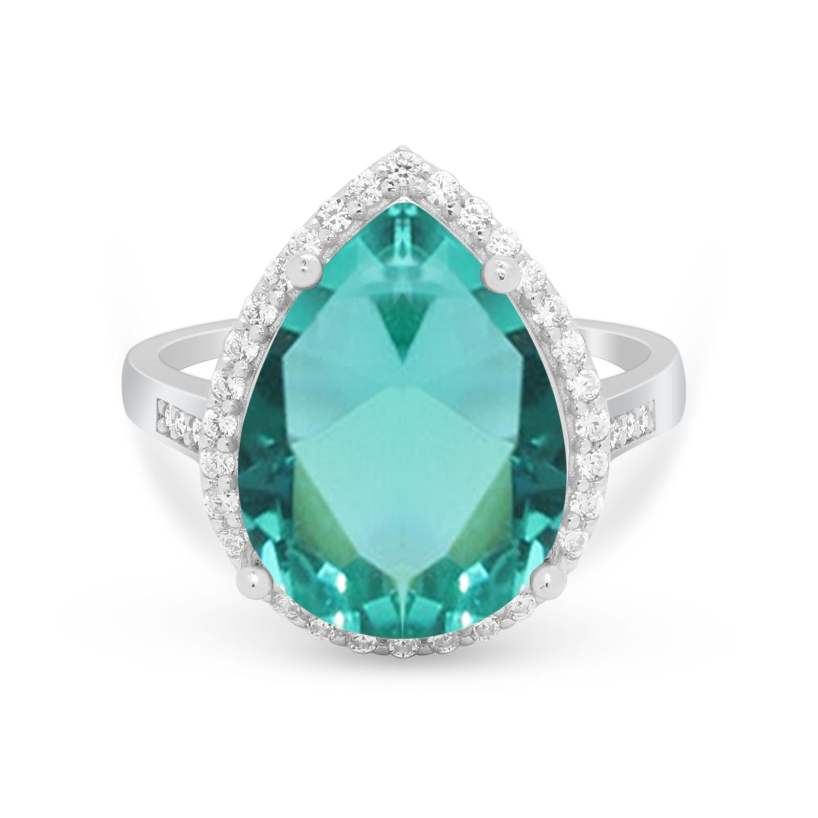 Teardrop Cocktail Engagement Ring Pear Simulated Cubic Zirconia 925 Sterling Silver