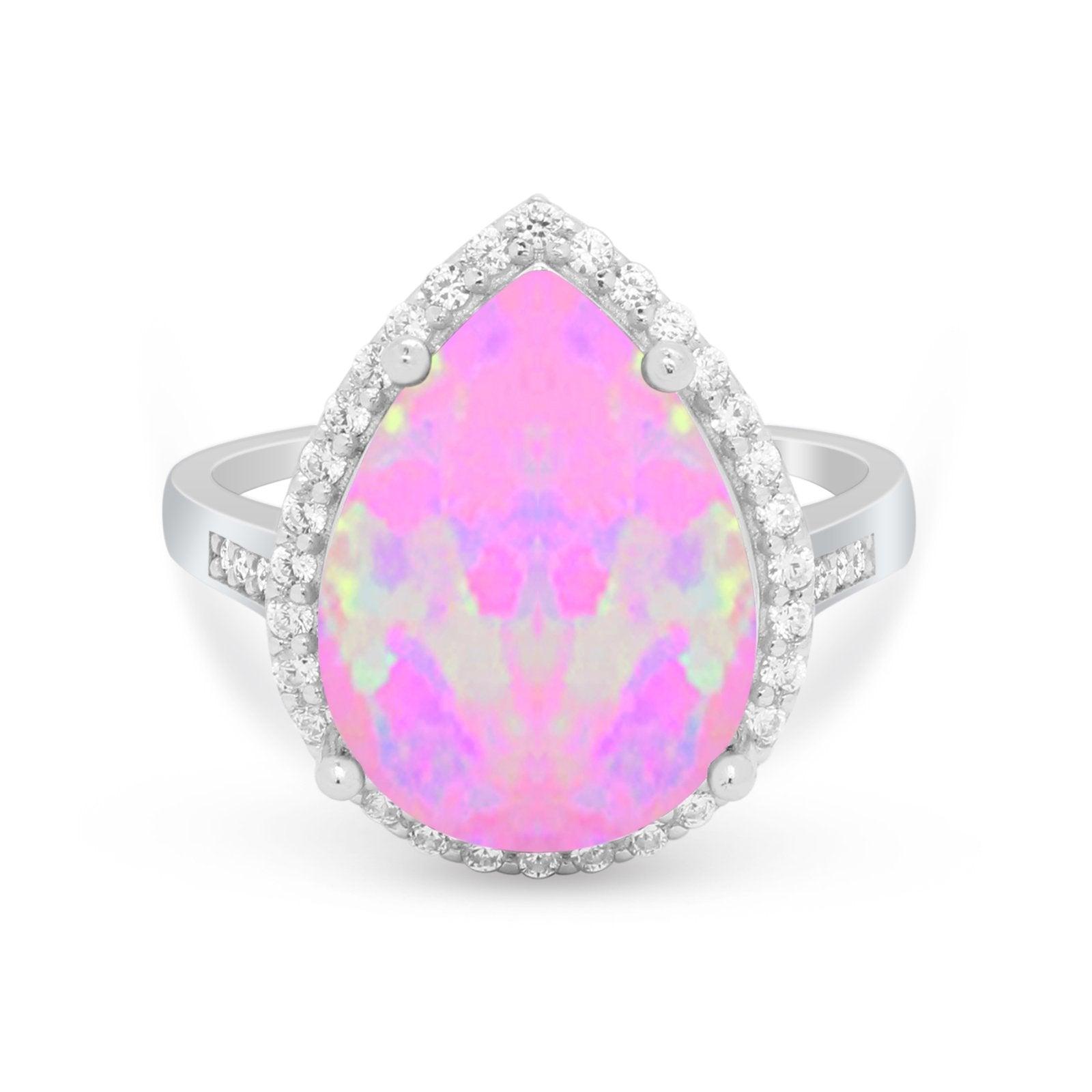 Teardrop Cocktail Engagement Ring Pear Simulated Cubic Zirconia 925 Sterling Silver