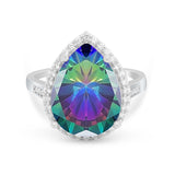 Teardrop Cocktail Engagement Ring Pear Simulated Cubic Zirconia 925 Sterling Silver