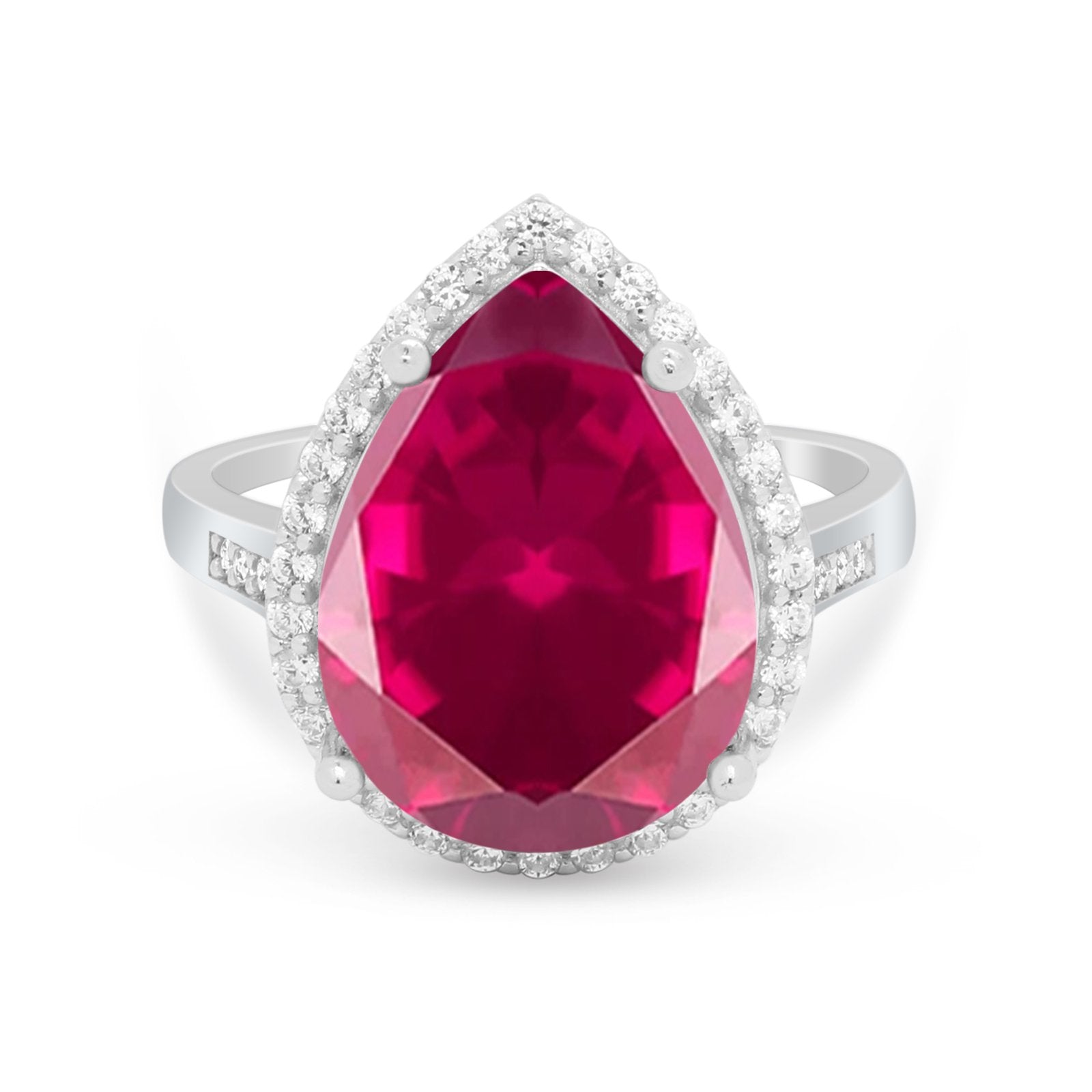 Teardrop Cocktail Engagement Ring Pear Simulated Cubic Zirconia 925 Sterling Silver