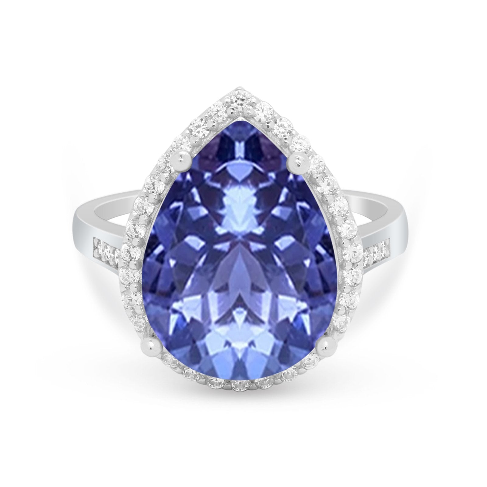 Teardrop Cocktail Engagement Ring Pear Simulated Cubic Zirconia 925 Sterling Silver