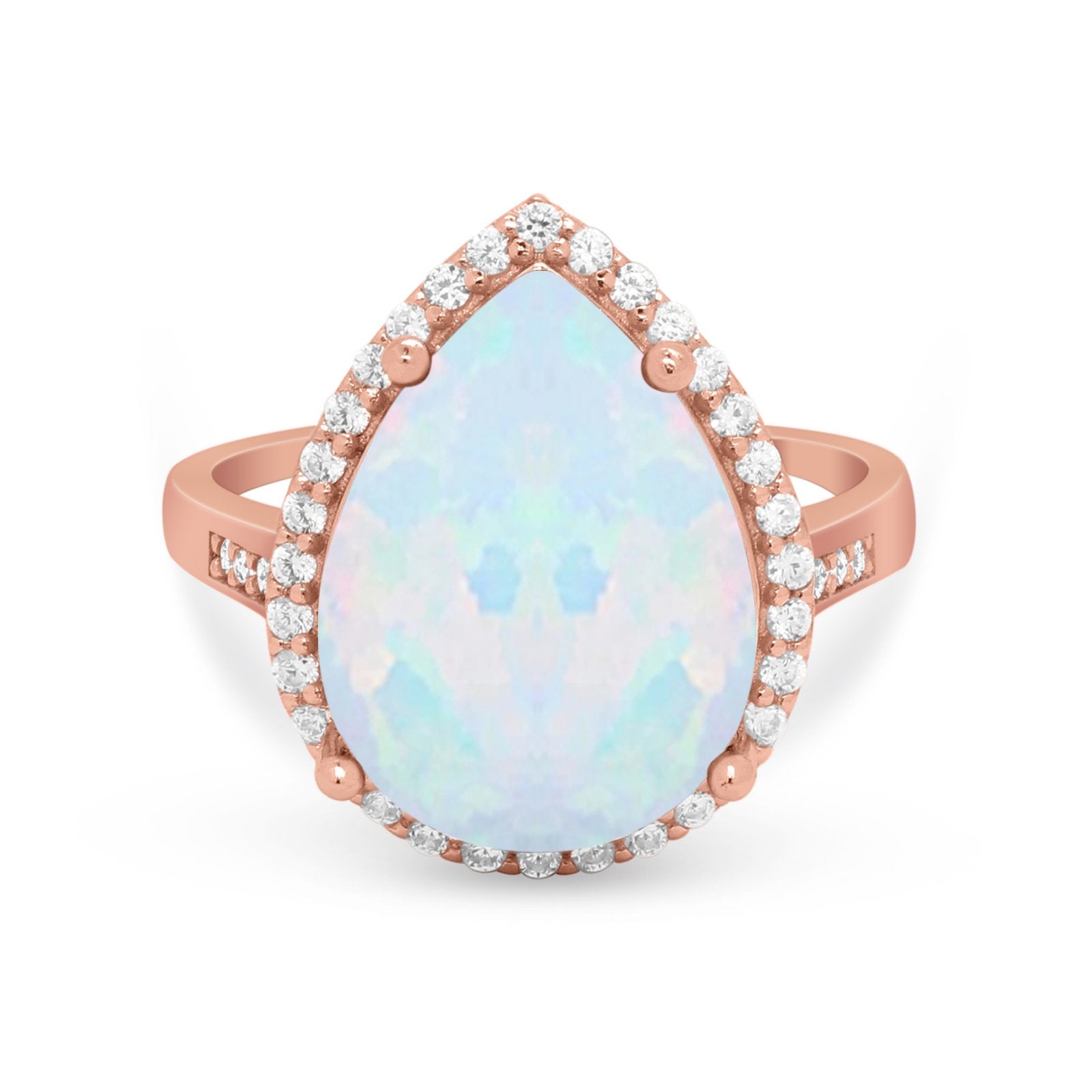 Teardrop Cocktail Engagement Ring Pear Simulated Cubic Zirconia 925 Sterling Silver