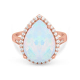 Teardrop Cocktail Engagement Ring Pear Simulated Cubic Zirconia 925 Sterling Silver