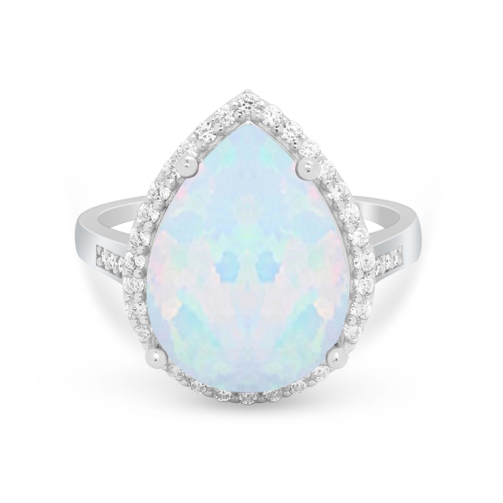 Teardrop Cocktail Engagement Ring Pear Simulated Cubic Zirconia 925 Sterling Silver