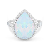 Teardrop Cocktail Engagement Ring Pear Simulated Cubic Zirconia 925 Sterling Silver