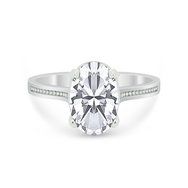 Solitaire Oval Wedding Engagement Ring 925 Sterling Silver