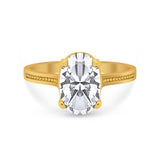 Solitaire Oval Wedding Engagement Ring 925 Sterling Silver
