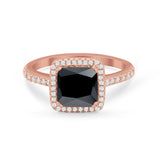 Halo Princess Cut Wedding Ring Simulated Cubic Zirconia 925 Sterling Silver
