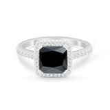 Halo Princess Cut Wedding Ring Simulated Cubic Zirconia 925 Sterling Silver
