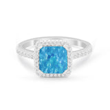 Halo Princess Cut Wedding Ring Simulated Cubic Zirconia 925 Sterling Silver