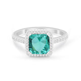 Halo Princess Cut Wedding Ring Simulated Cubic Zirconia 925 Sterling Silver