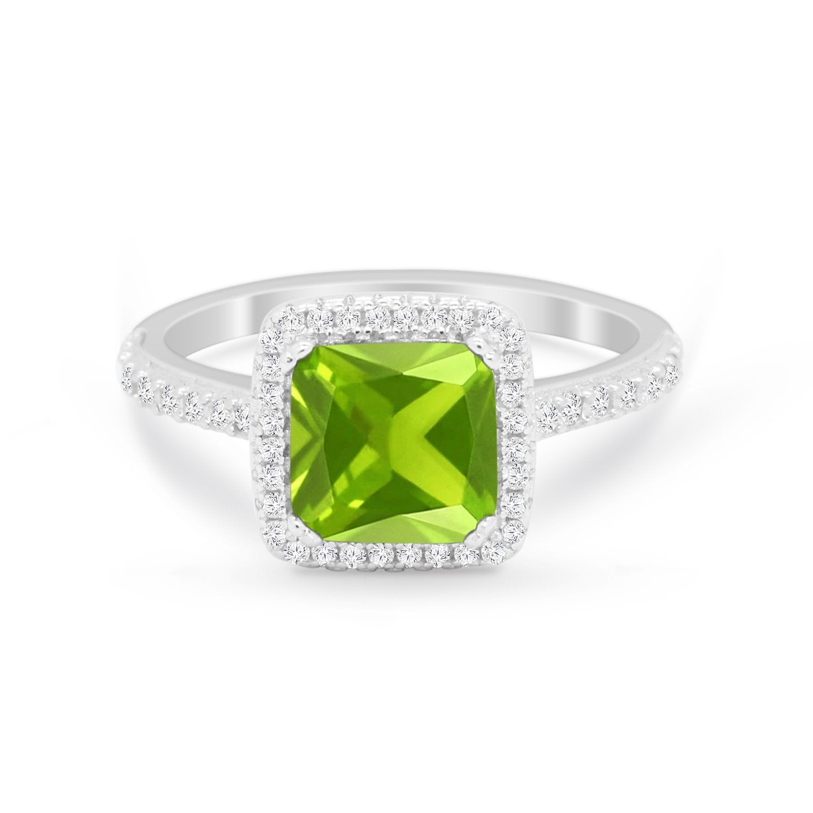 Halo Princess Cut Wedding Ring Simulated Cubic Zirconia 925 Sterling Silver