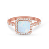 Halo Princess Cut Wedding Ring Simulated Cubic Zirconia 925 Sterling Silver