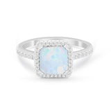 Halo Princess Cut Wedding Ring Simulated Cubic Zirconia 925 Sterling Silver