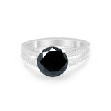 Vintage Style Round Simulated Cubic Zirconia Engagement Ring 925 Sterling Silver