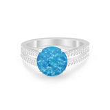 Vintage Style Round Simulated Cubic Zirconia Engagement Ring 925 Sterling Silver
