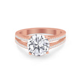 Vintage Style Round Simulated Cubic Zirconia Engagement Ring 925 Sterling Silver